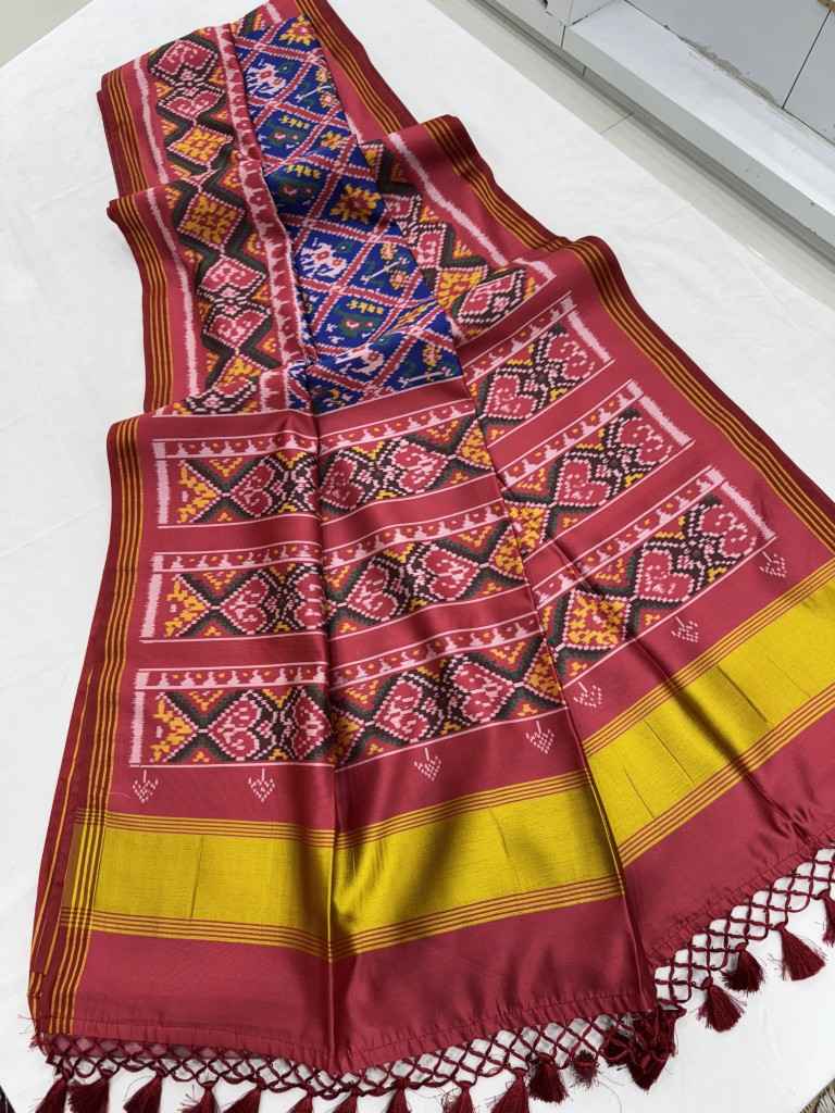SOFT PURE PATOLA SILK WITH IKKAT PRINT SAREE AT WHOLESALE PRICE
