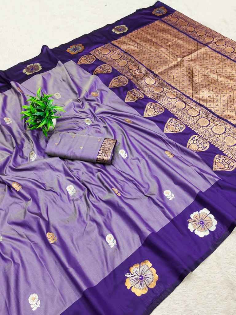 SOFT SILK SILVER & COPPER JARI WEAVING SAREE AT WHOLESALE PRICE