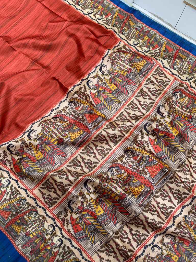 SOFT TUSSAR SILK TRADITIONAL KALAMKARI PRINTED SAREE AT WHOLESALE PRICE