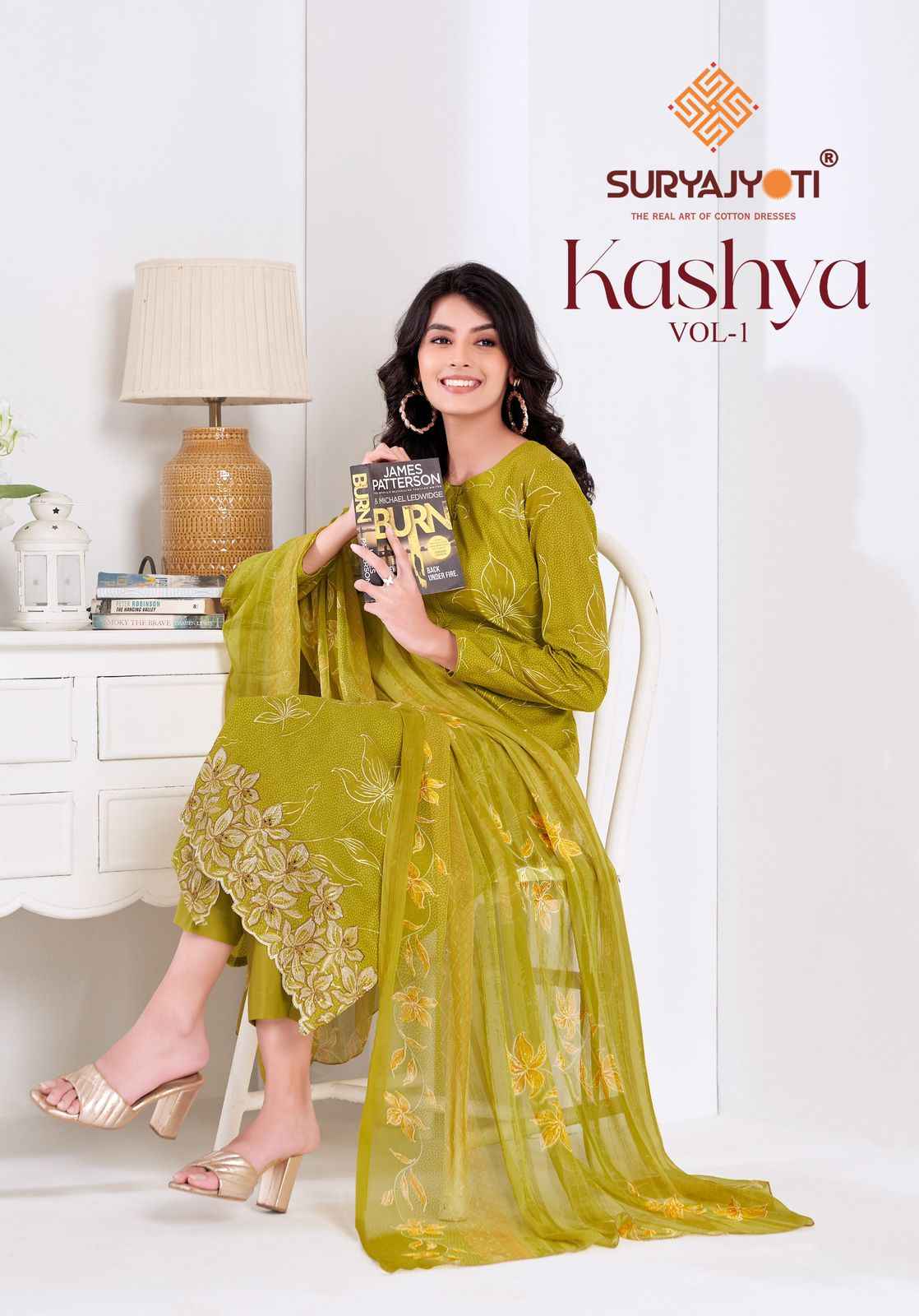 SURYAJYOTI KASHYA VOL-01 PURE LAWN FOIL PRINTED DRESS MATERIAL AT WHOLESALE PRICE