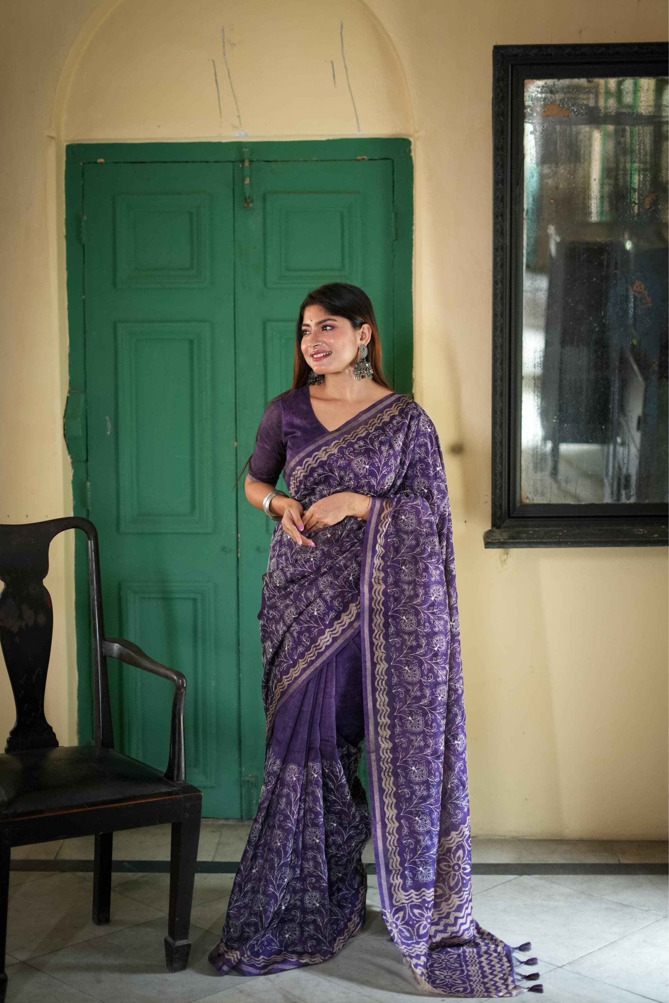 TUSSAR SILK BATIK PRINTED PALLU SAREE AT WHOLESALE PRICE