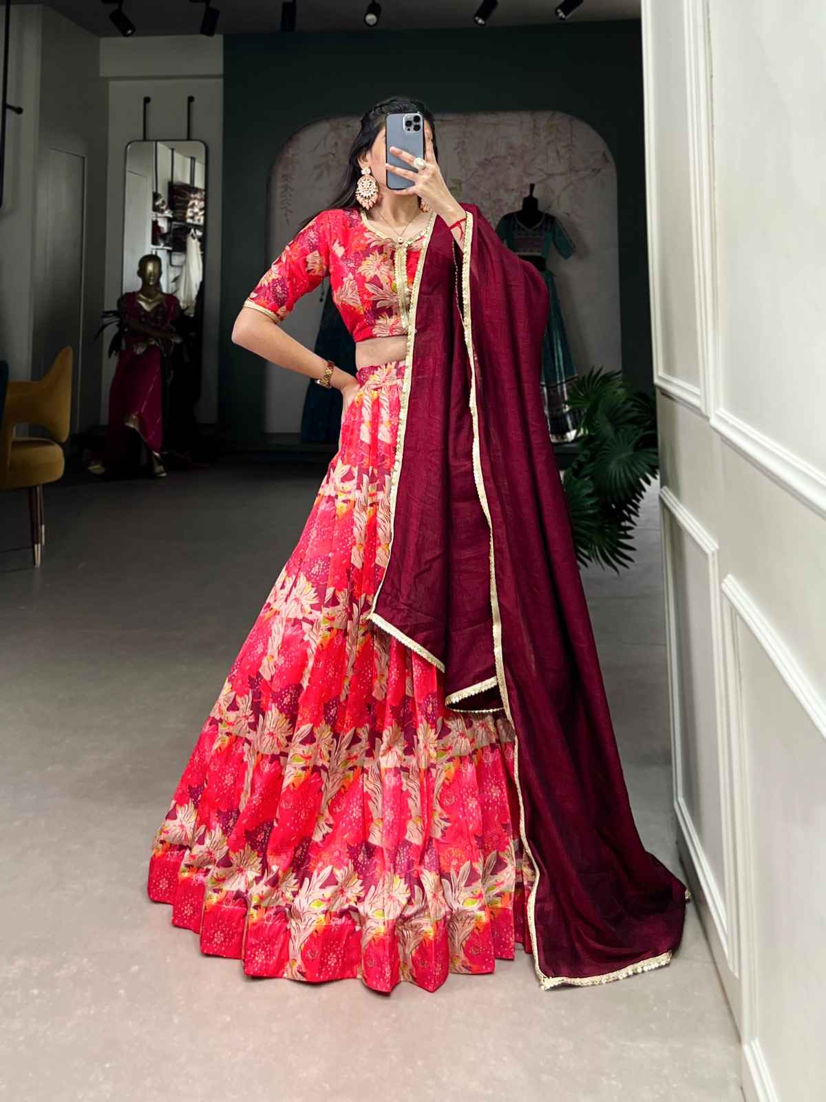 TUSSAR SILK PRINTED LEHENGA CHOLI AT WHOLESALE PRICE