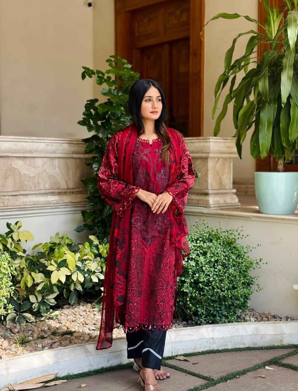 white christmas dresses Maria B. MPrint Cambric Cotton Collection – Hadiz outfit main image 0