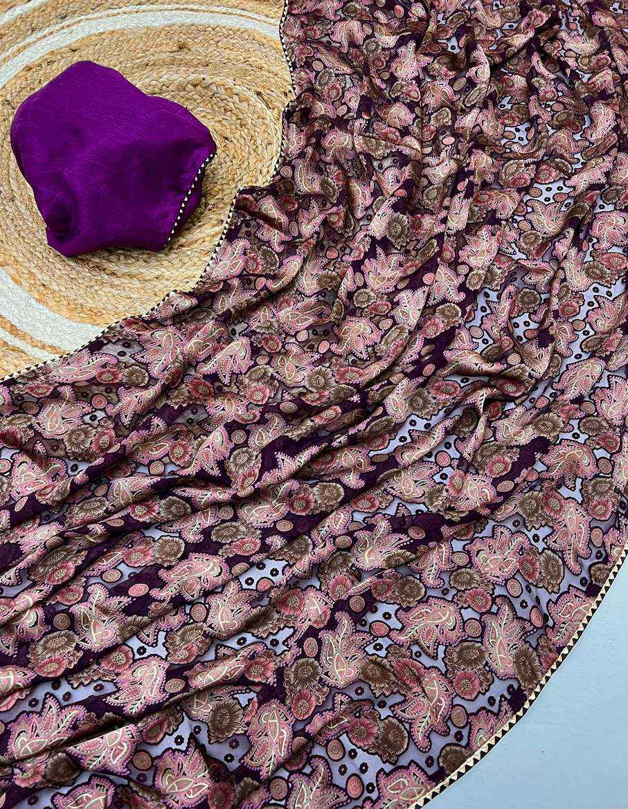 BEAUTIFUL EXPORT QUALITY IMPORTED ORIGINAL BRASOO FABRIC PRINTED SAREE AT WHOLESALE PRICE