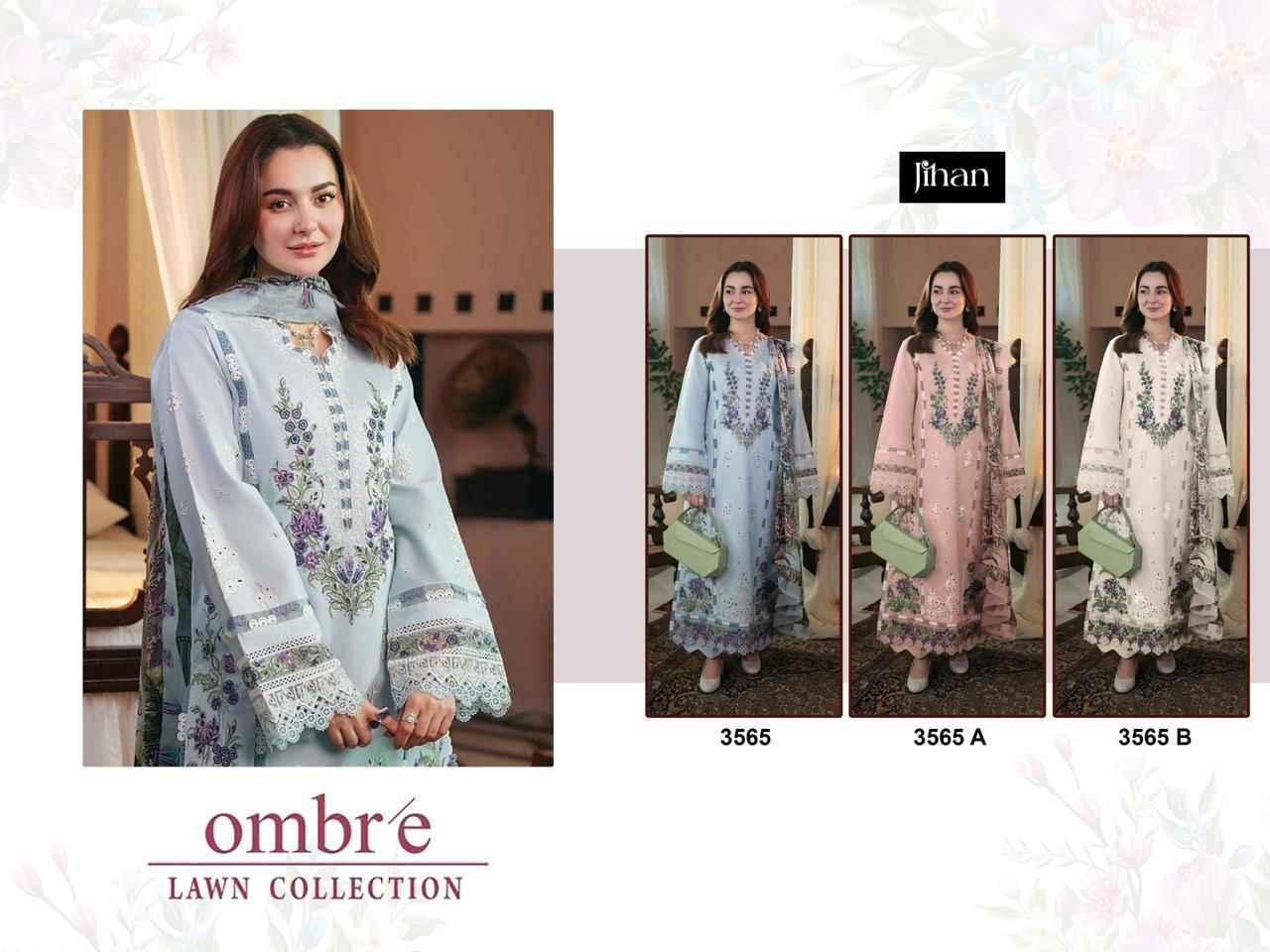 JIHAN FIRDOUS OMBRE LAWN COTTON WITH HEAVY SELF EMBROIDERY DRESS MATERIAL AT WHOLESALE PRICE