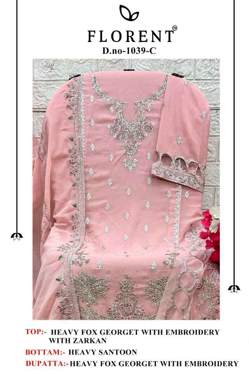 FLORENT D.No 1039 ABCD GEORGETTE EMBROIDERED WITH ZARAKAN WORK DRESS MATERIAL