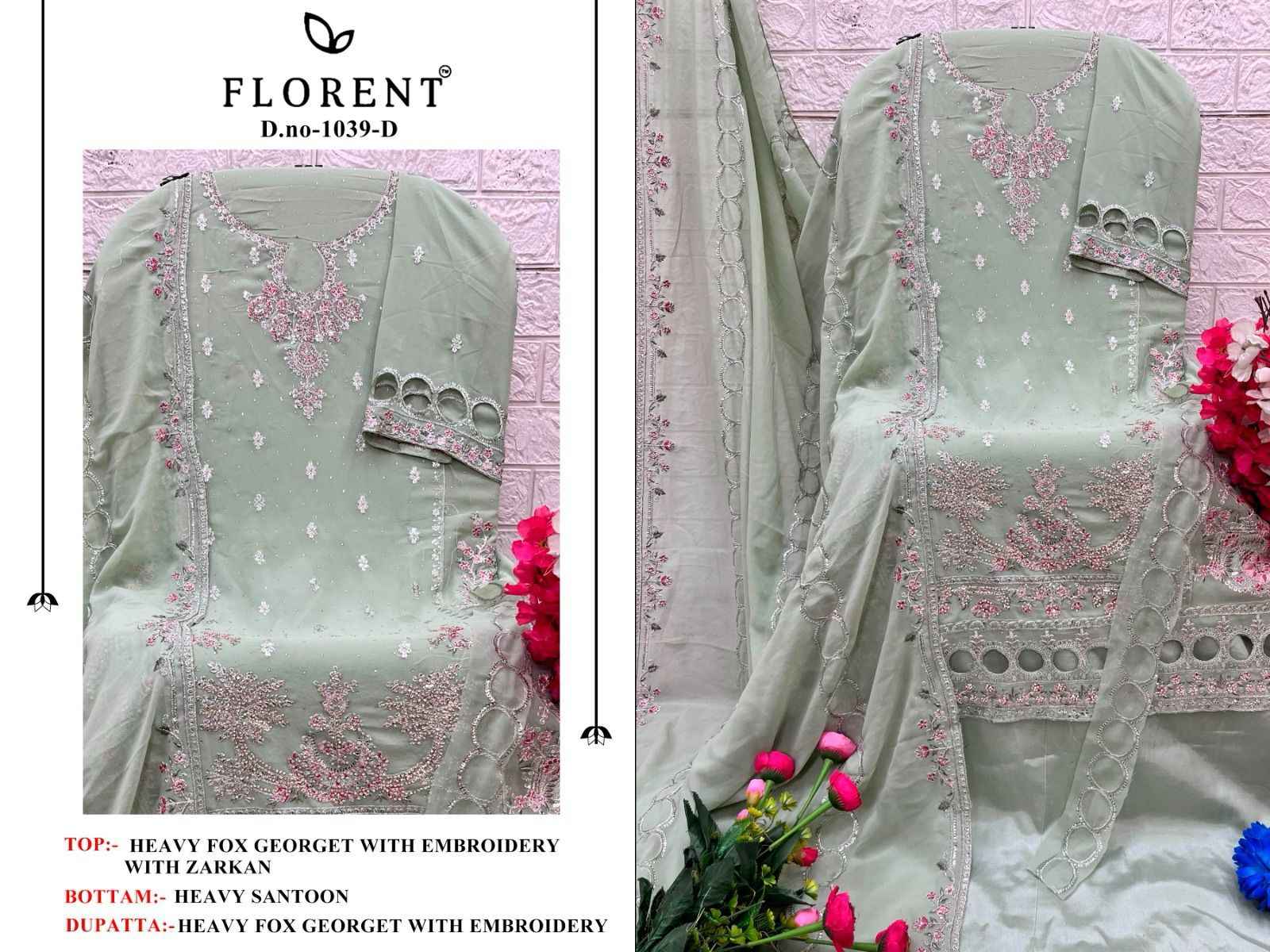 FLORENT D.No 1039 ABCD GEORGETTE EMBROIDERED WITH ZARAKAN WORK DRESS MATERIAL