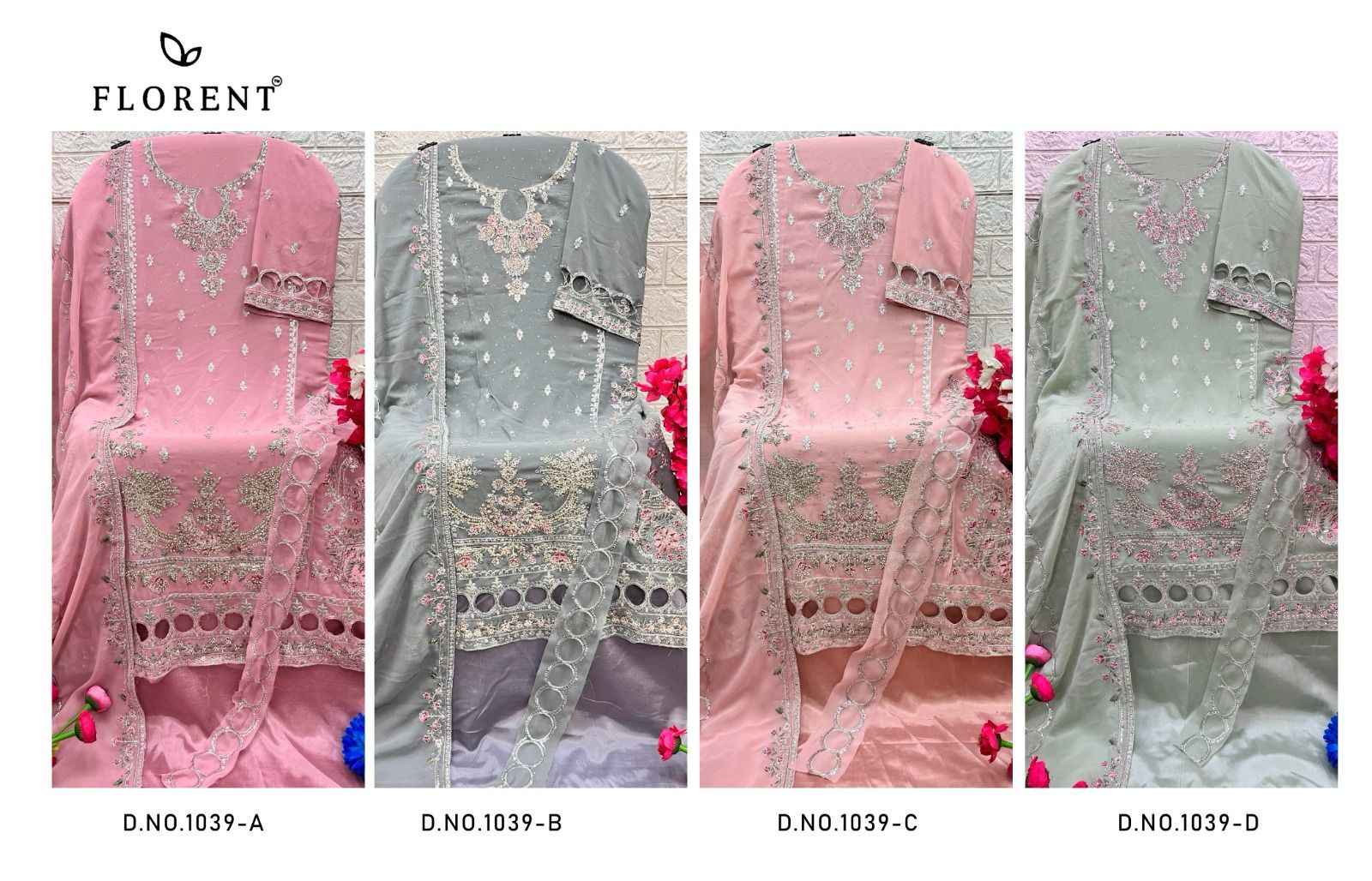 FLORENT D.No 1039 ABCD GEORGETTE EMBROIDERED WITH ZARAKAN WORK DRESS MATERIAL