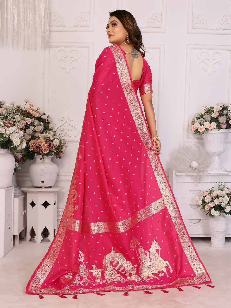 HEENA PREMIUM QUALITY SUMMER KOCHI SILK BANDHEJ SAREE AT WHOLESALE PRICE