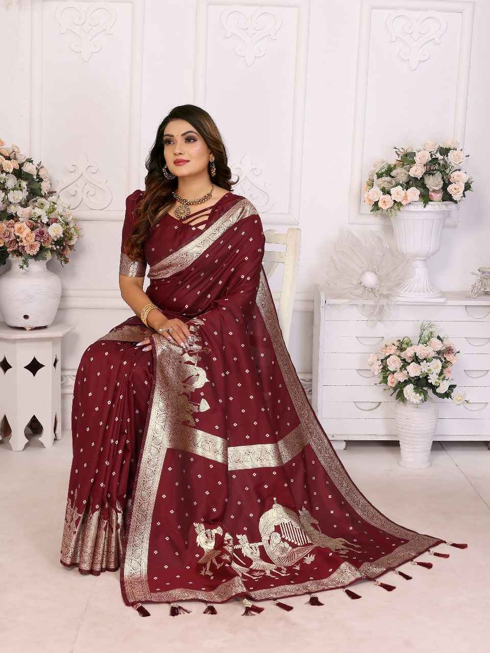 HEENA PREMIUM QUALITY SUMMER KOCHI SILK BANDHEJ SAREE AT WHOLESALE PRICE