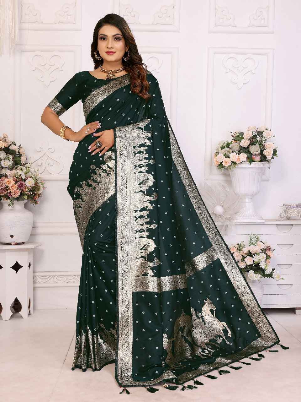 HEENA PREMIUM QUALITY SUMMER KOCHI SILK BANDHEJ SAREE AT WHOLESALE PRICE