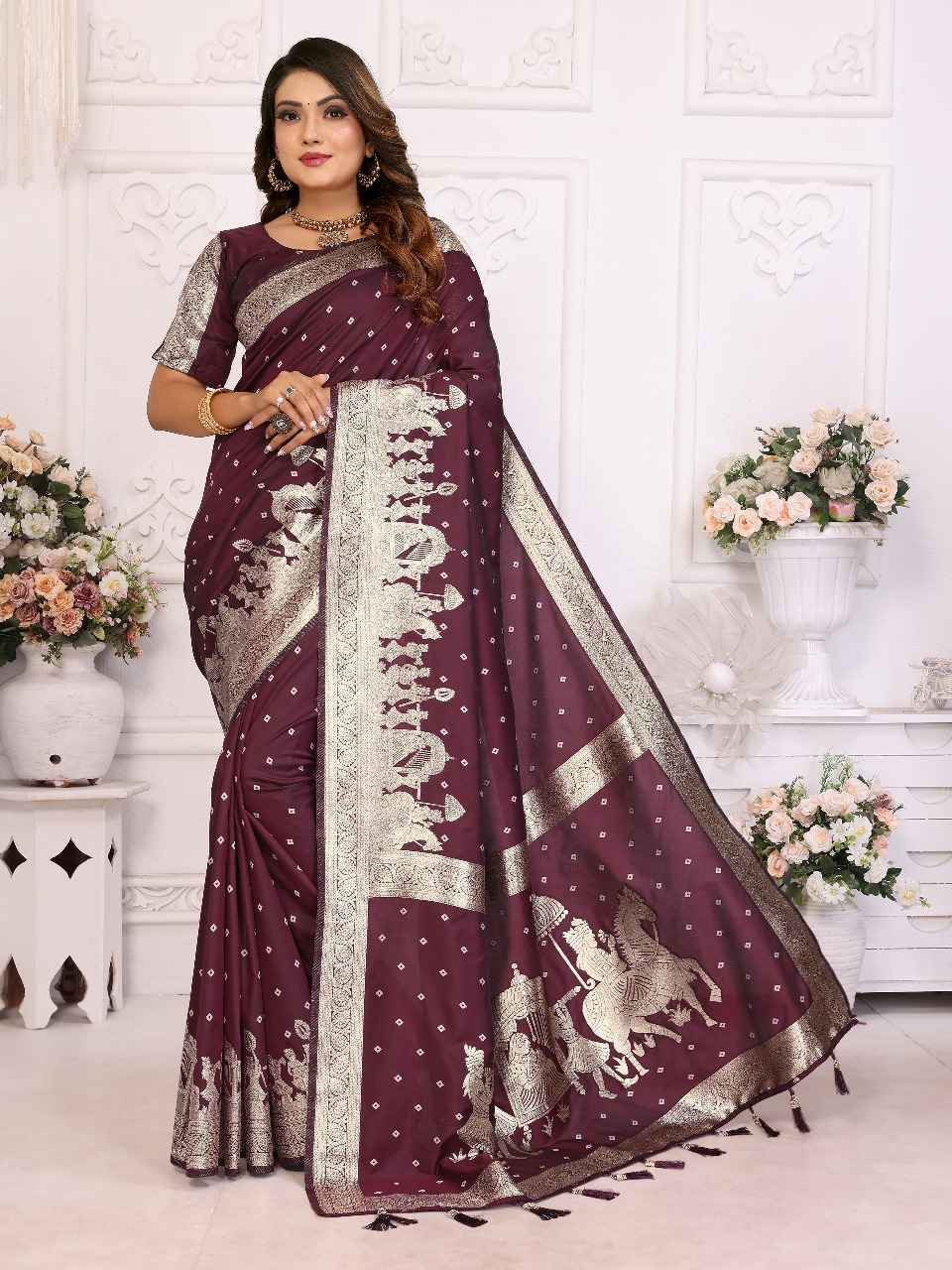 HEENA PREMIUM QUALITY SUMMER KOCHI SILK BANDHEJ SAREE AT WHOLESALE PRICE