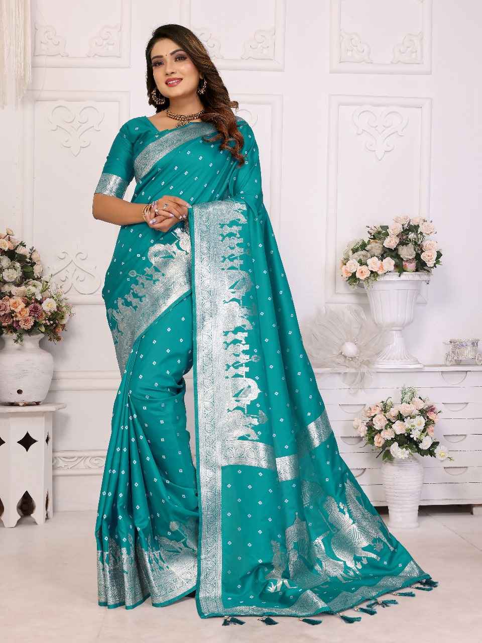 HEENA PREMIUM QUALITY SUMMER KOCHI SILK BANDHEJ SAREE AT WHOLESALE PRICE