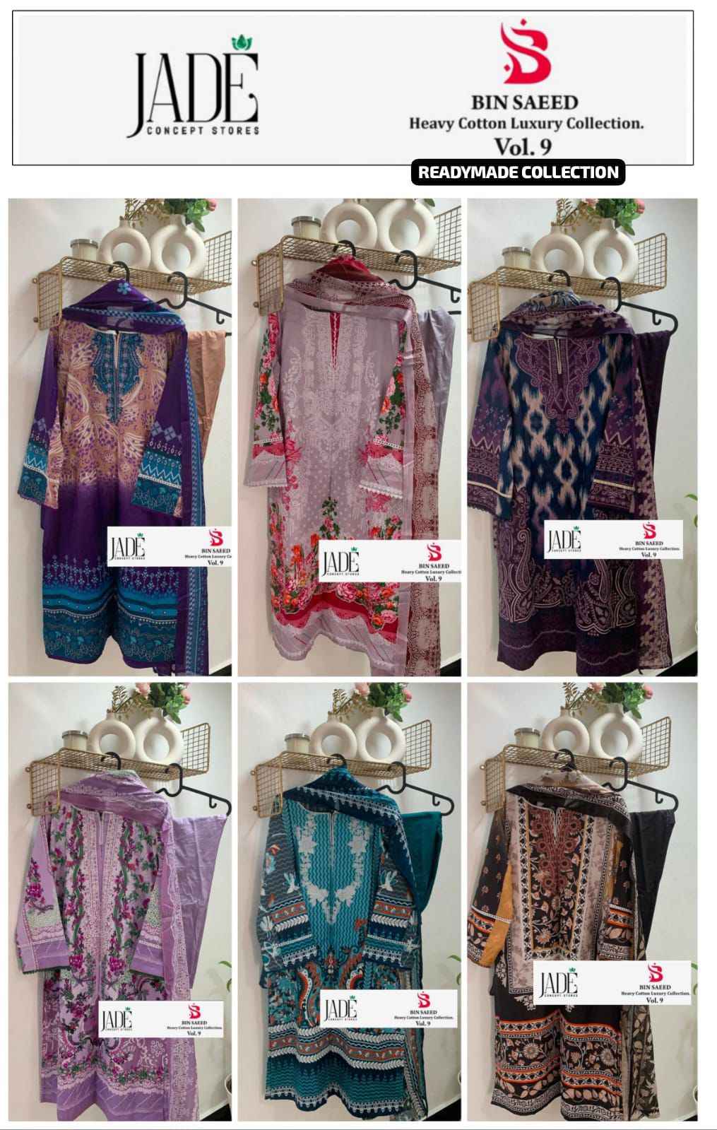 JADE BIN SAEED HEAVY LUXURY VOL.9 PURE HEAVY LAWNREADYMADE COLLECTION WHOLESALE PRICE