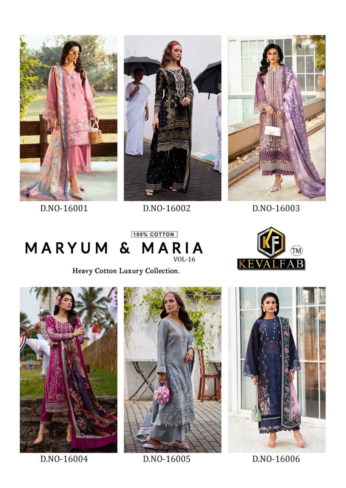 KEVAL FAB MARYUM MARIA VOL - 16 HEAVY COTTON LUXURY DRESS MATERIAL AT WHOLESALE PRICE