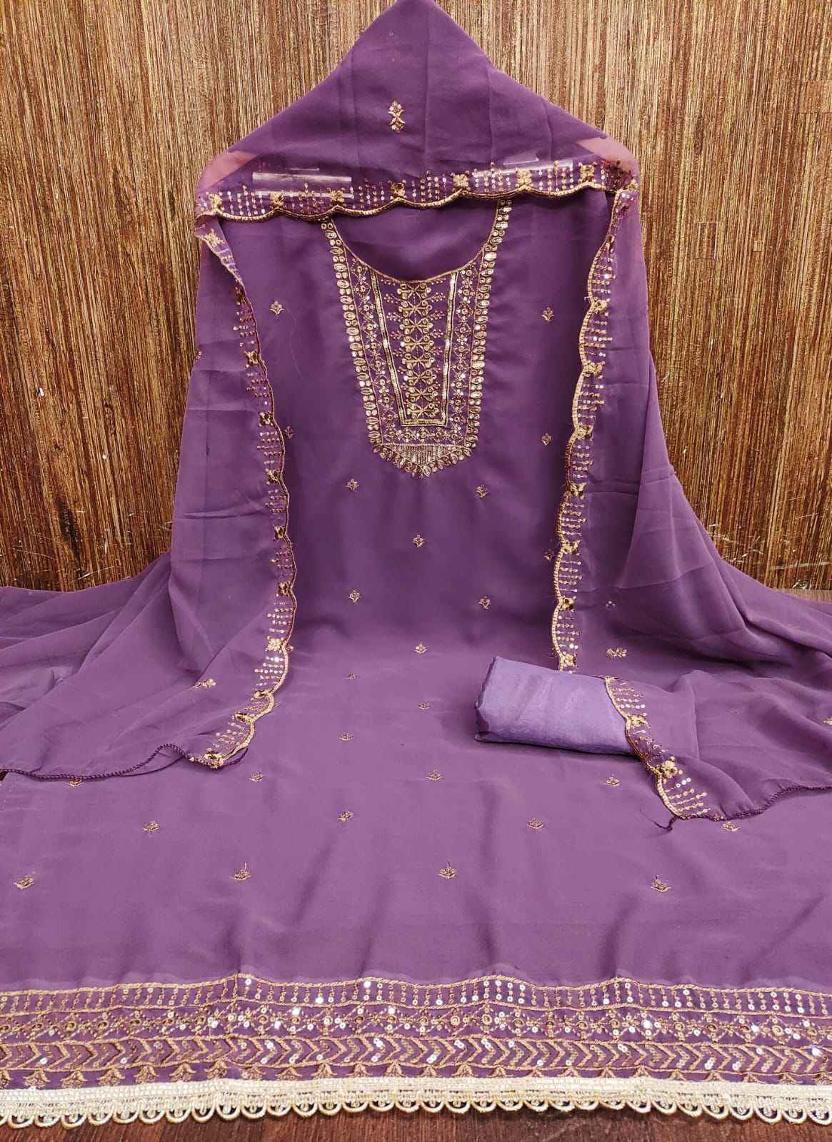 ORIGINAL GORGETTE WITH JARI WORK DRESS MATERIAL AT WHOLESALE PRICE