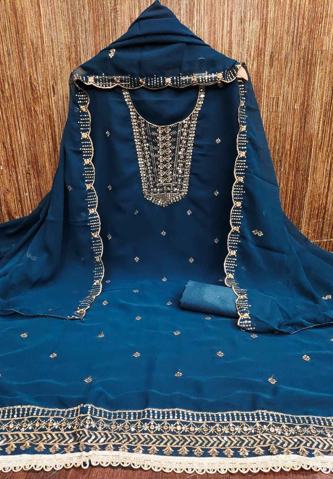 ORIGINAL GORGETTE WITH JARI WORK DRESS MATERIAL AT WHOLESALE PRICE