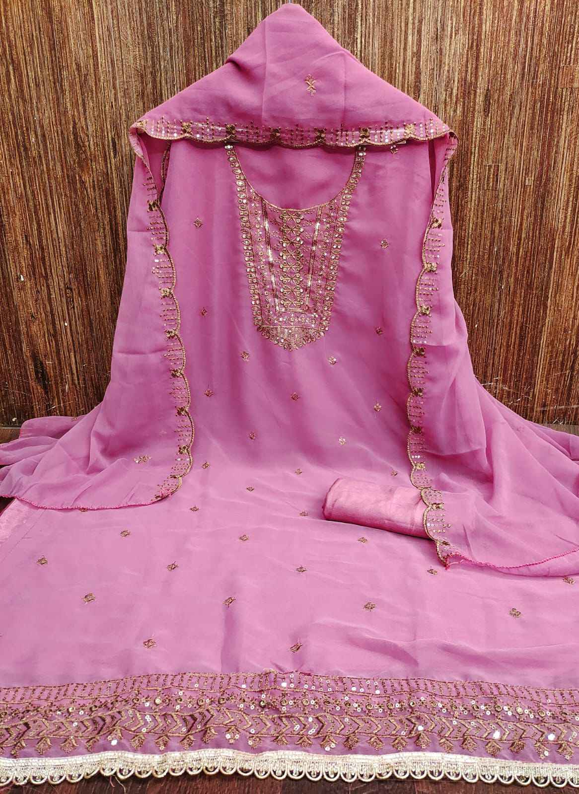 ORIGINAL GORGETTE WITH JARI WORK DRESS MATERIAL AT WHOLESALE PRICE