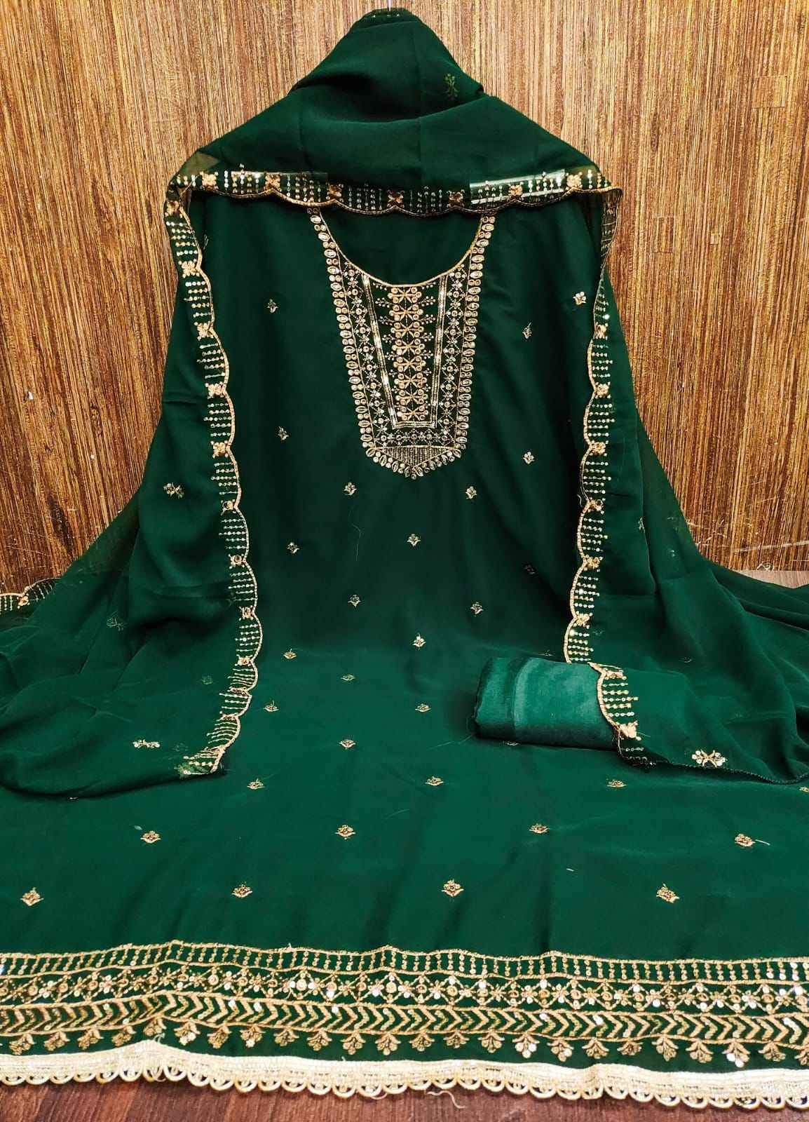 ORIGINAL GORGETTE WITH JARI WORK DRESS MATERIAL AT WHOLESALE PRICE