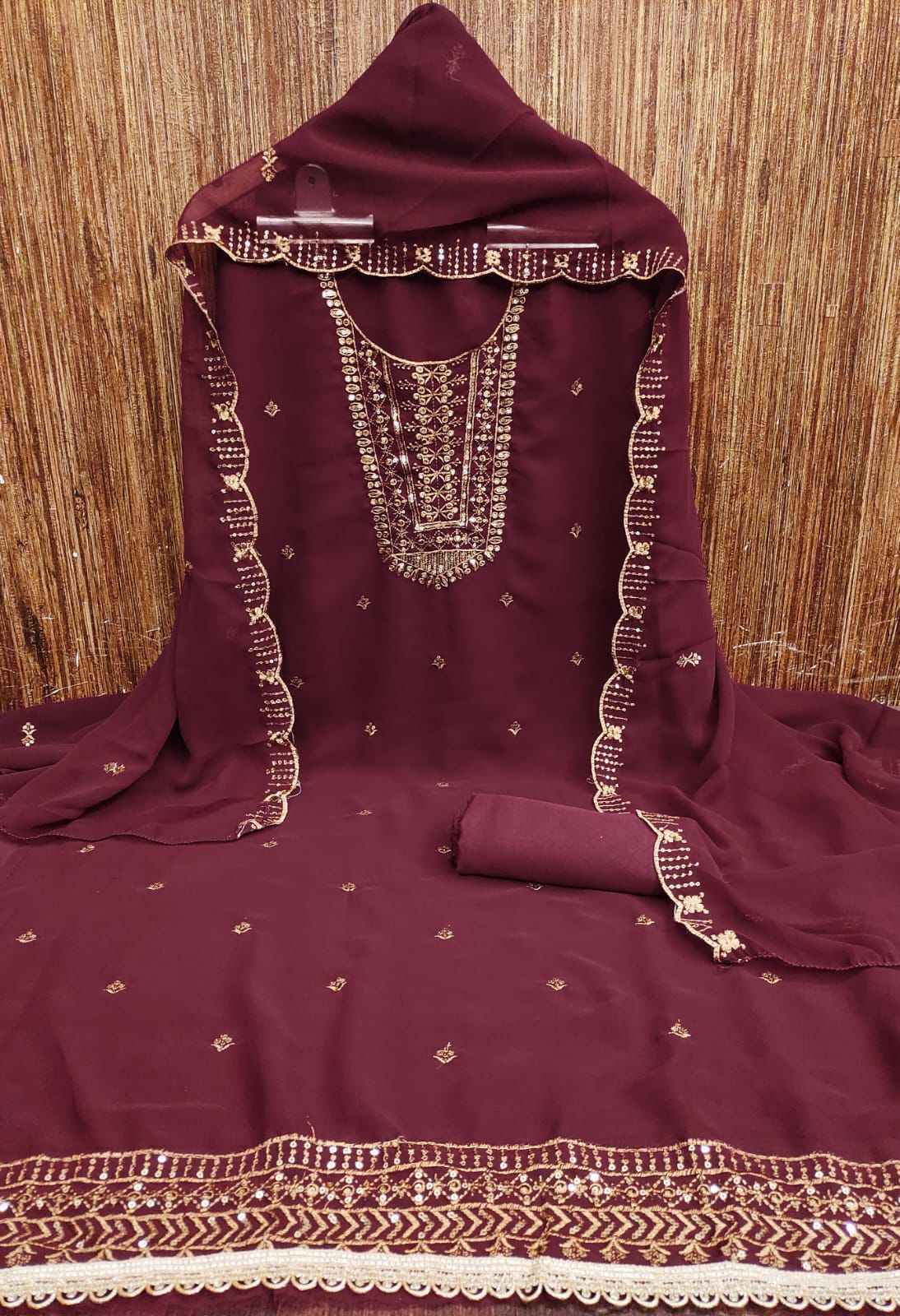 ORIGINAL GORGETTE WITH JARI WORK DRESS MATERIAL AT WHOLESALE PRICE