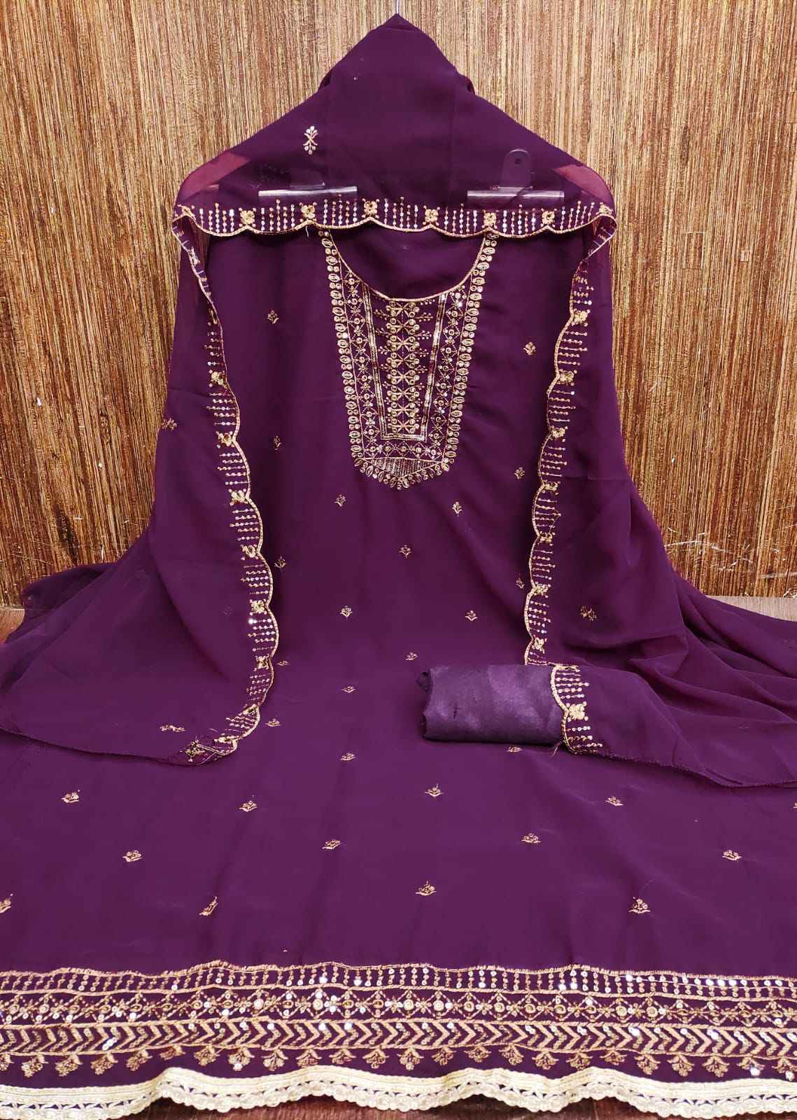 ORIGINAL GORGETTE WITH JARI WORK DRESS MATERIAL AT WHOLESALE PRICE