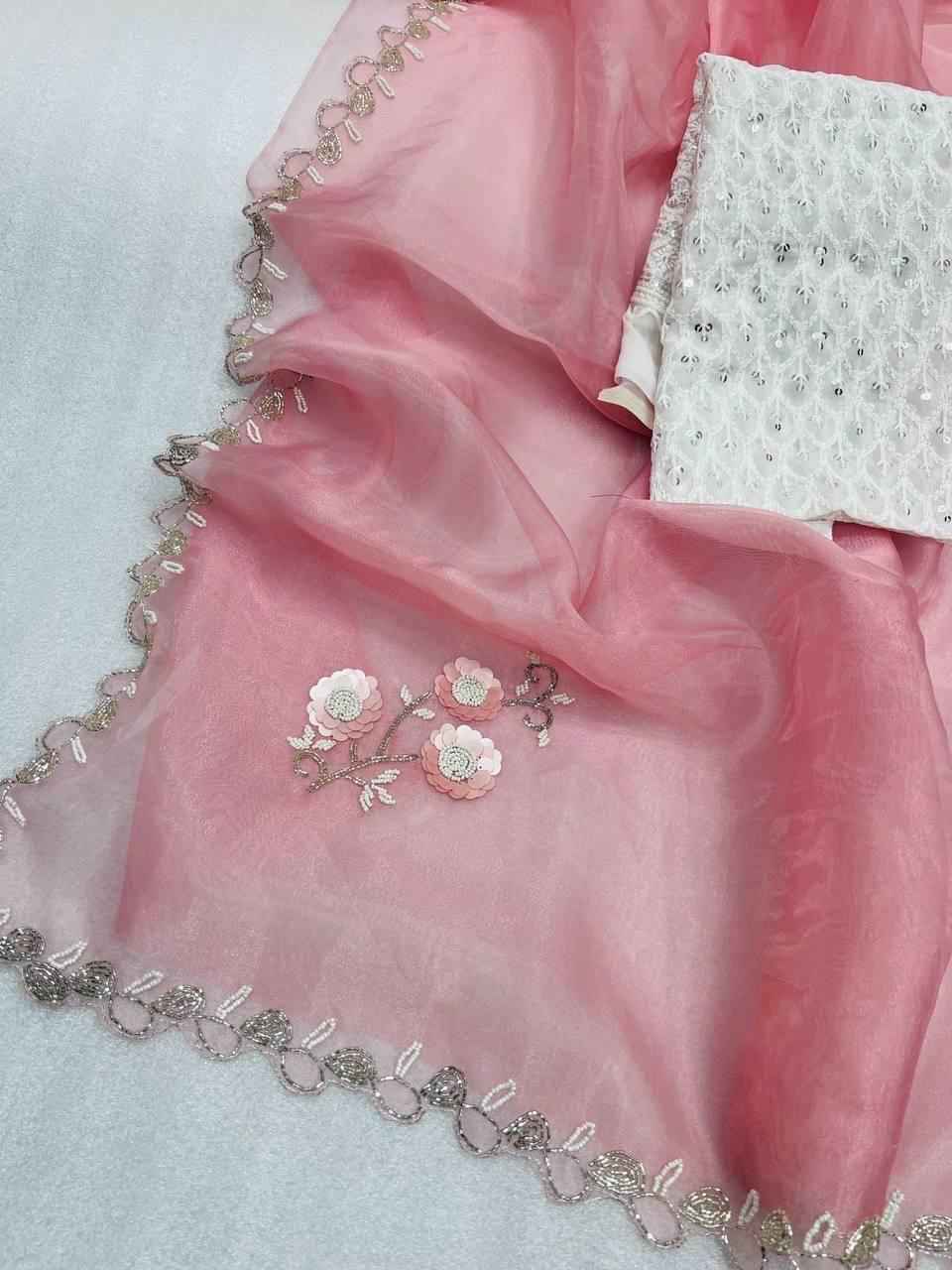 SHEETAL PURE ORGANZA FULLY CUTDANA HANDWORK SAREE AT WHOLESALE PRICE