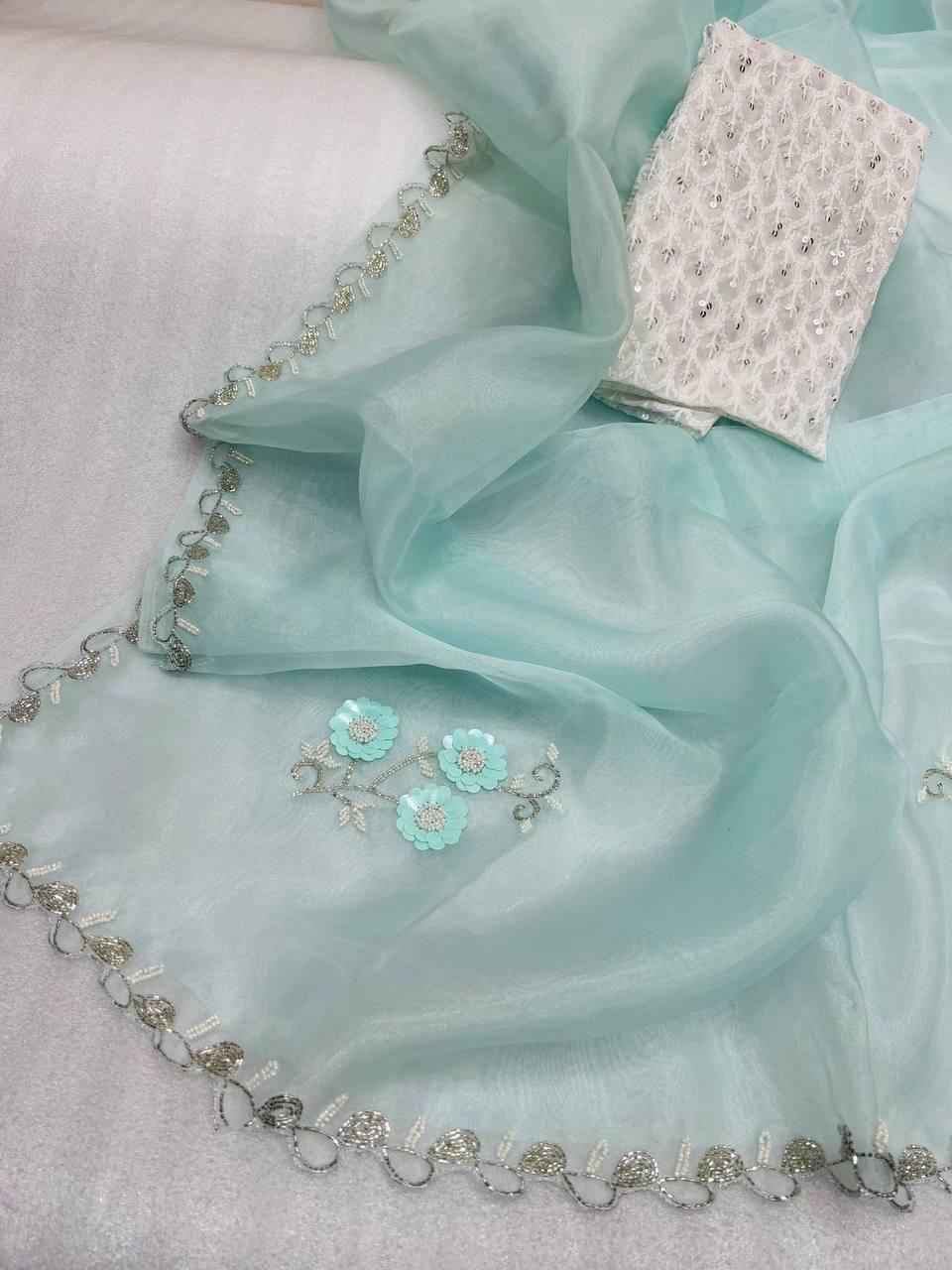 SHEETAL PURE ORGANZA FULLY CUTDANA HANDWORK SAREE AT WHOLESALE PRICE