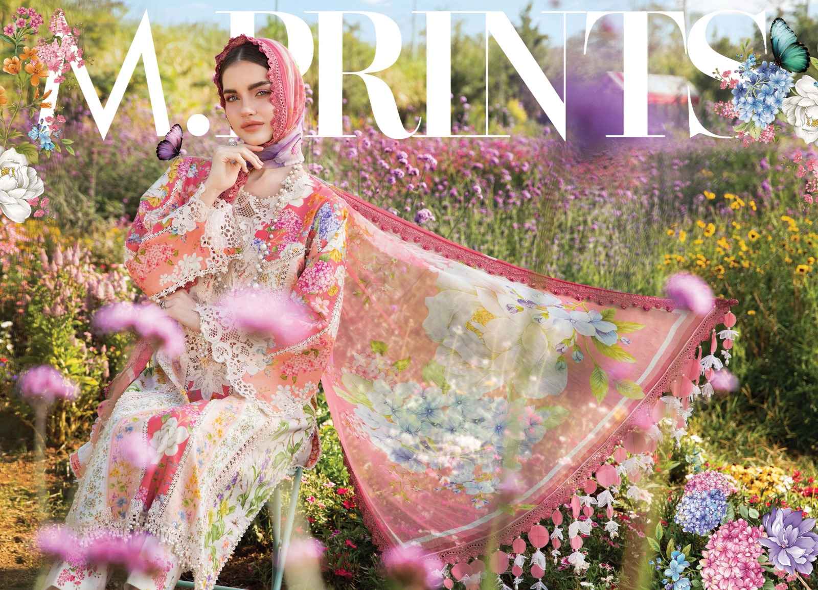 SHARADDHA DESIGNER M.PRINT 17 LAWN COTTON PRINTED WITH HEAVY EMBROIDERY DRESS MATERIAL