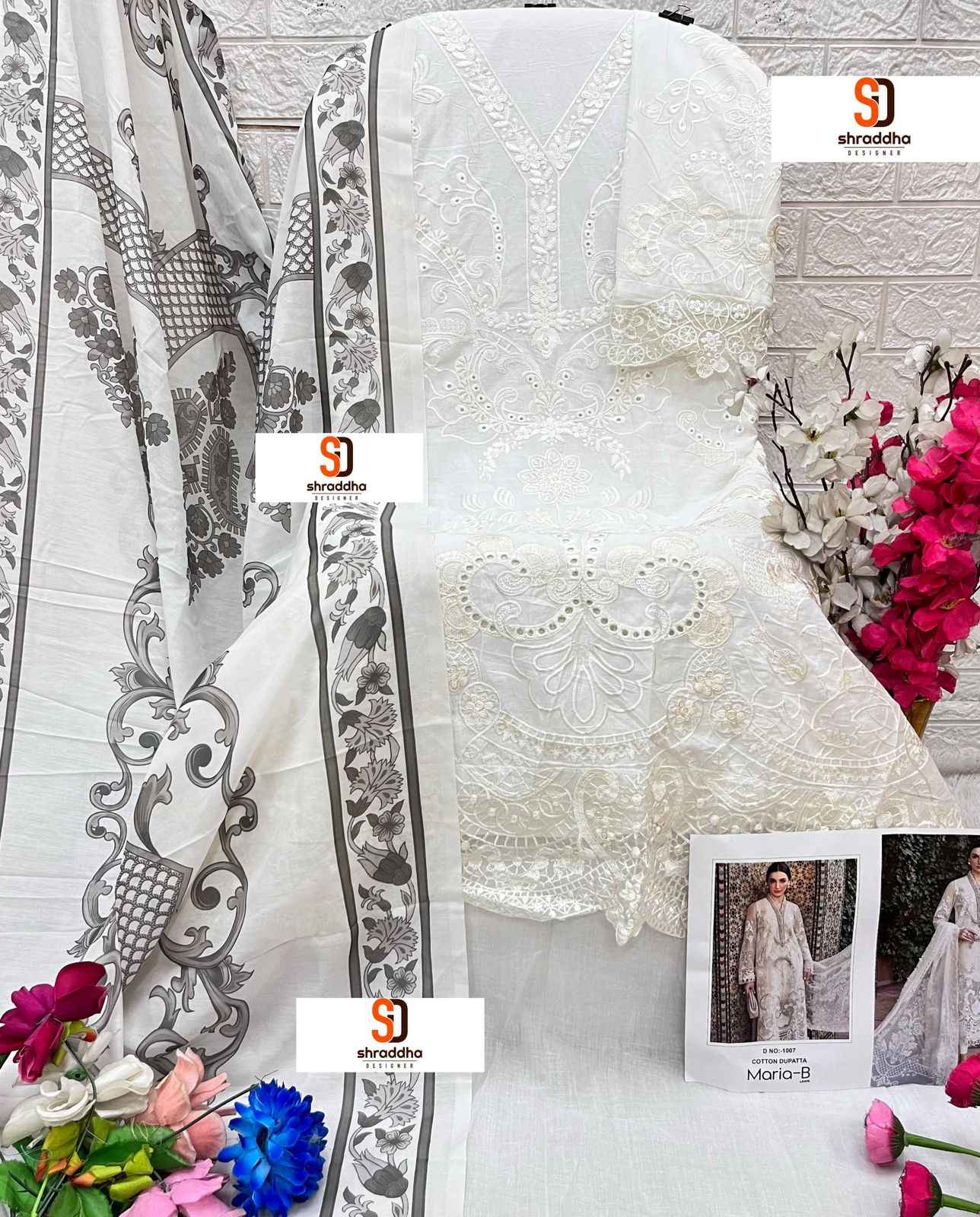 SHRADDHA DESIGNER MARIA B LAWN PURE COTTON PAKISTANI SUIT WHOLESALE 