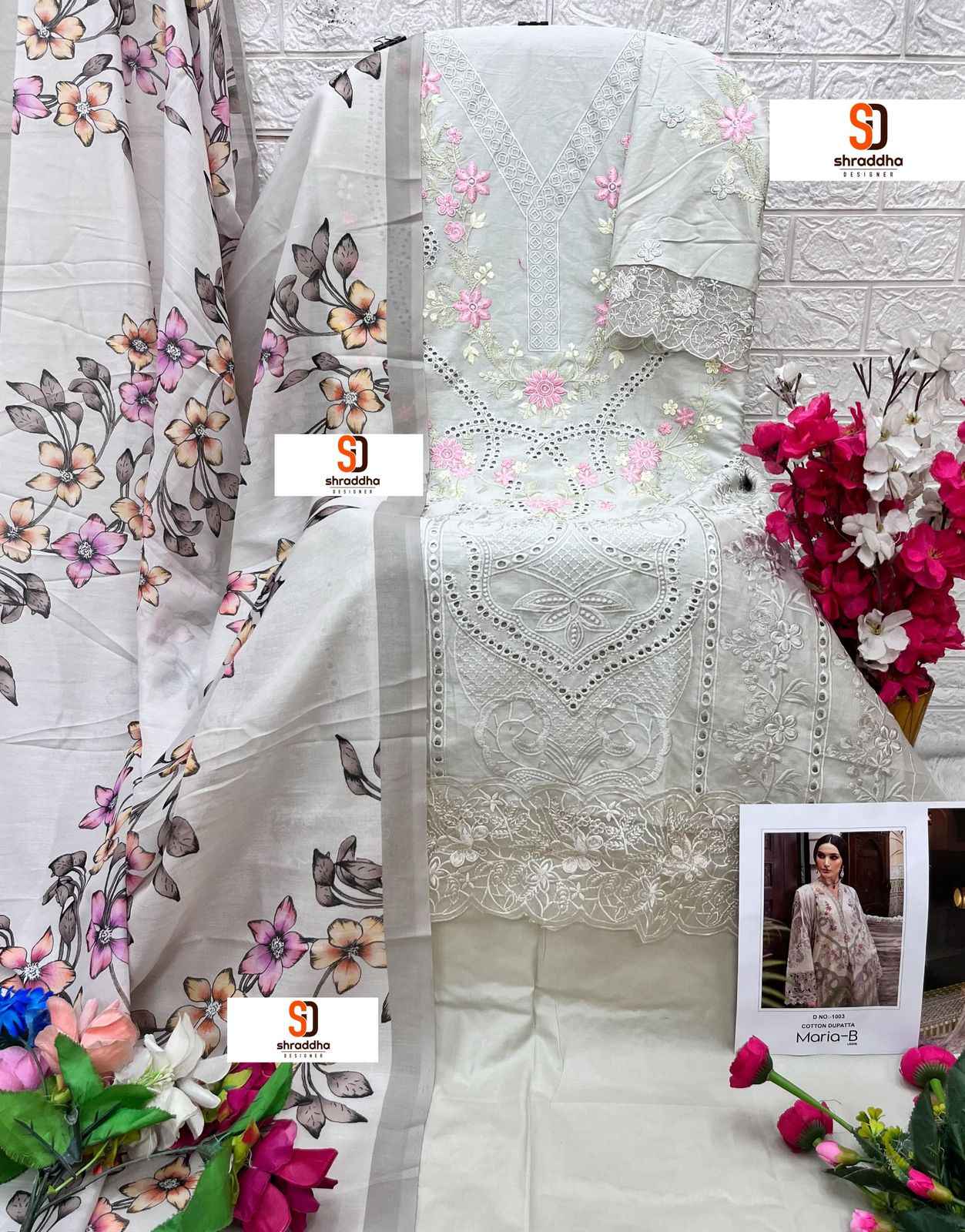 SHRADDHA DESIGNER MARIA B LAWN PURE COTTON PAKISTANI SUIT WHOLESALE 
