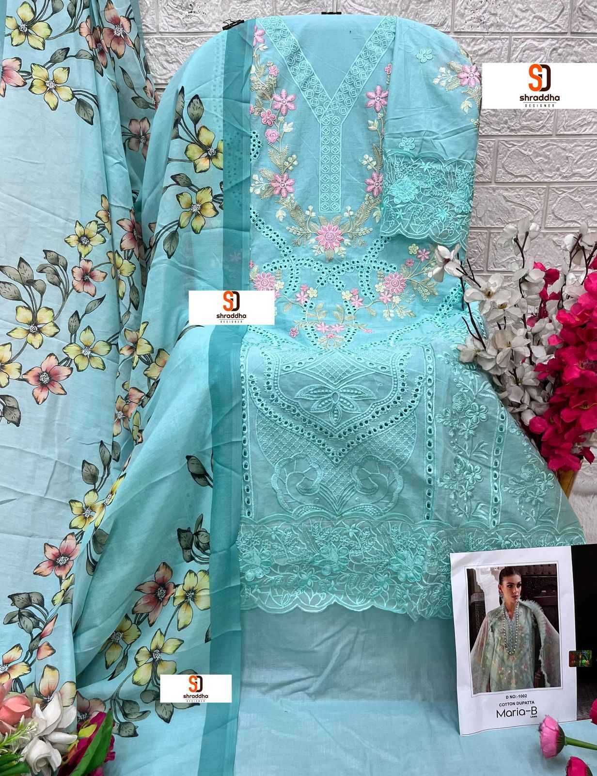 SHRADDHA DESIGNER MARIA B LAWN PURE COTTON PAKISTANI SUIT WHOLESALE 