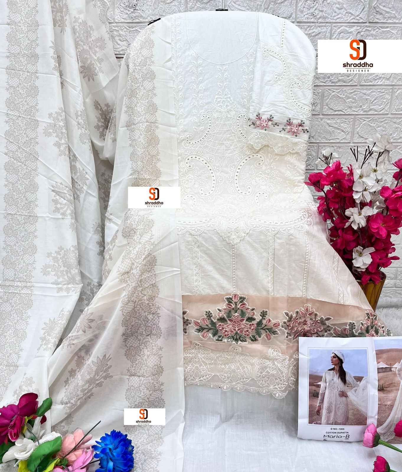 SHRADDHA DESIGNER MARIA B LAWN PURE COTTON PAKISTANI SUIT WHOLESALE 