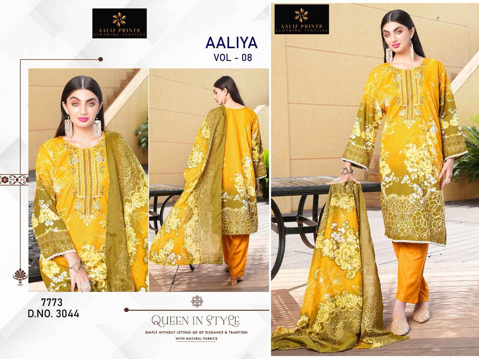 AALIZ AALIYA VOL 8 COTTON‎‎ DIGITAL‎‎‎ PRINT‎‎‎‎‎ED EMBROIDERY COLLECTION DRESS MATERIAL AT WHOLESALE PRICE