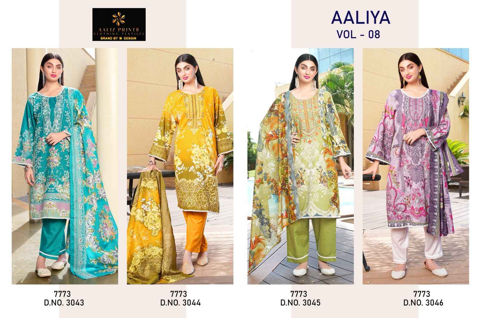 AALIZ AALIYA VOL 8 COTTON‎‎ DIGITAL‎‎‎ PRINT‎‎‎‎‎ED EMBROIDERY COLLECTION DRESS MATERIAL AT WHOLESALE PRICE