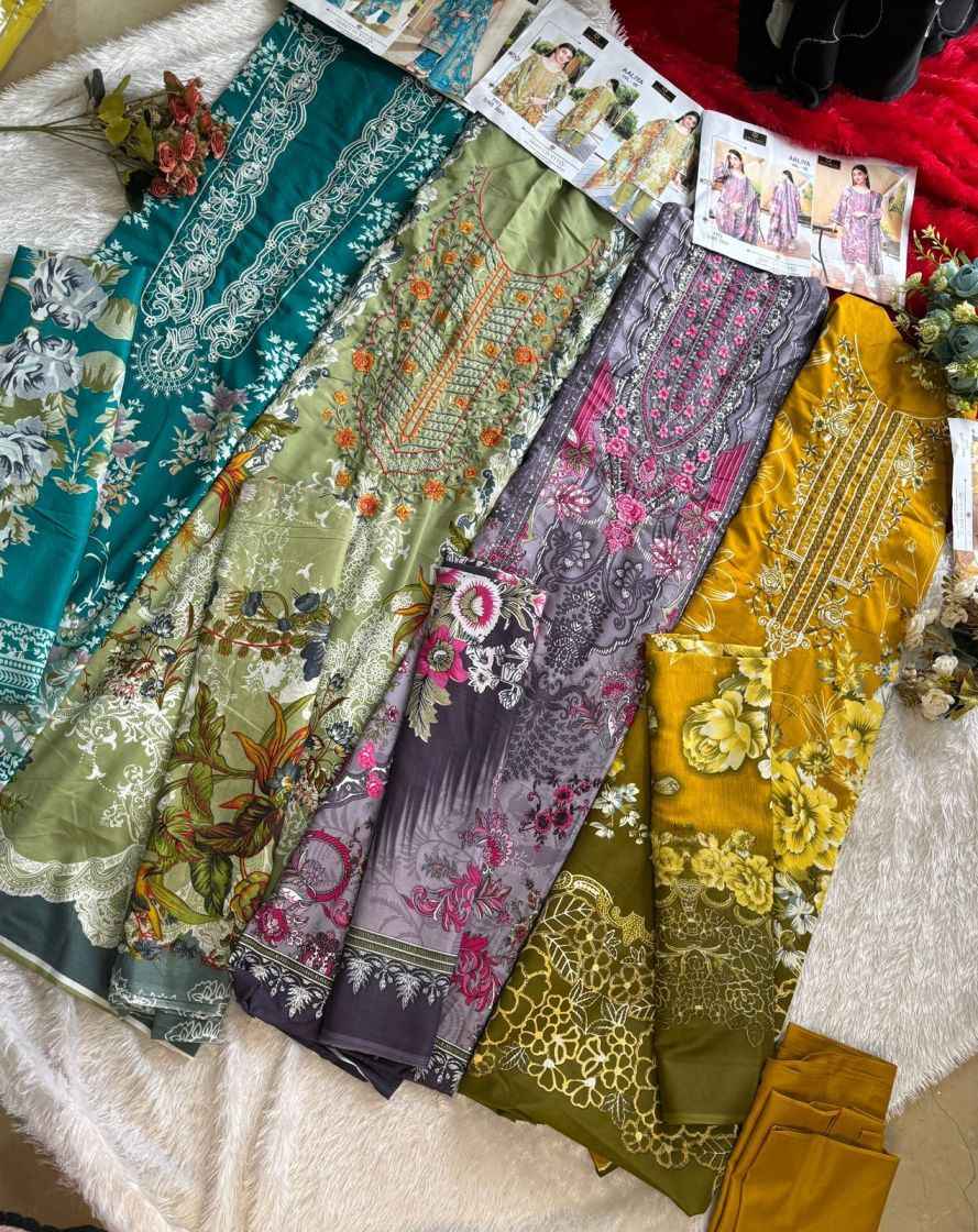 AALIZ AALIYA VOL 8 COTTON‎‎ DIGITAL‎‎‎ PRINT‎‎‎‎‎ED EMBROIDERY COLLECTION DRESS MATERIAL AT WHOLESALE PRICE