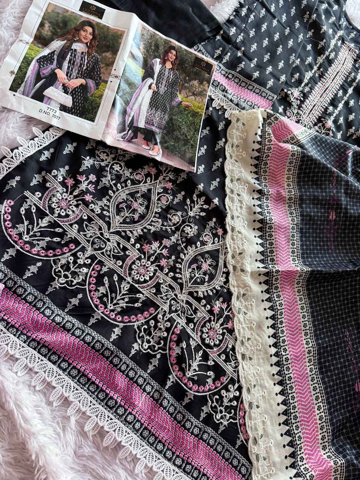 AALIZ PRINT LUXURY LAWN SELF EMBROIDERED DRESS MATERIAL AT WHOLESALE PRICE