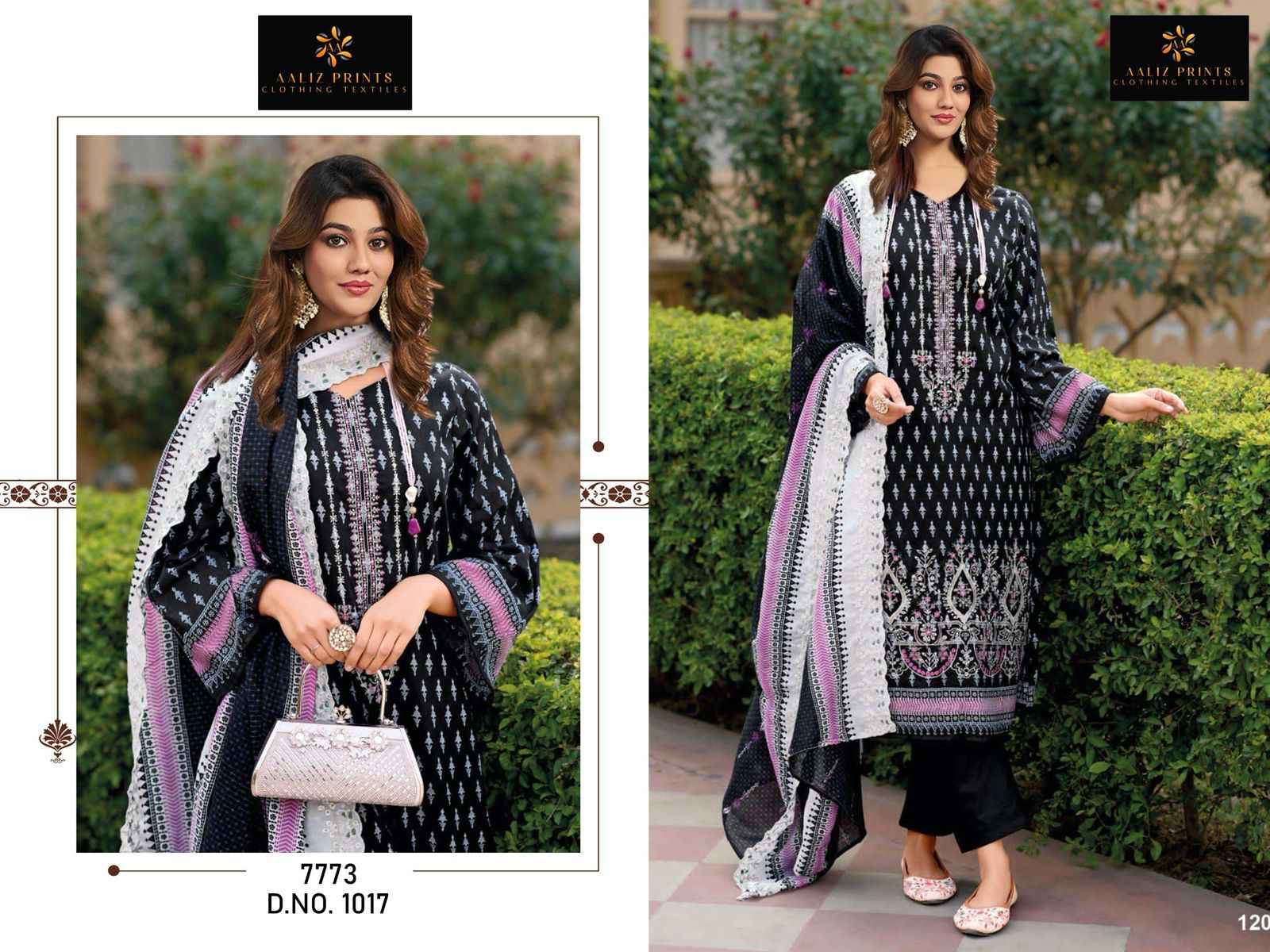 AALIZ PRINT LUXURY LAWN SELF EMBROIDERED DRESS MATERIAL AT WHOLESALE PRICE