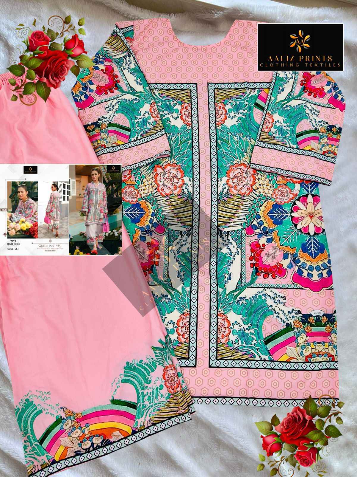 AALIZ PRINTS LAWN FABRIC TOP AND PLAZO CORD SET AT WHOLESALE PRICE