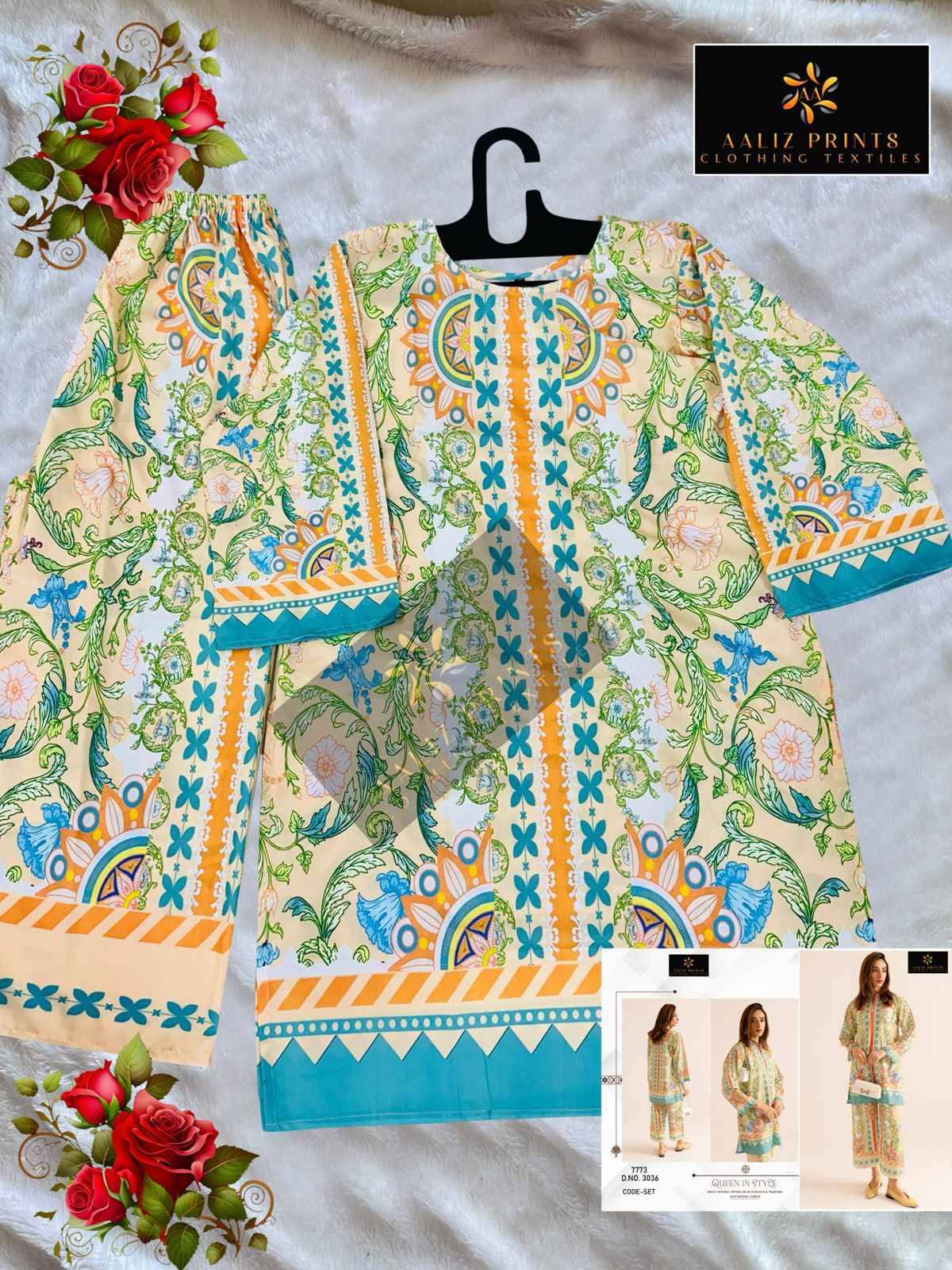 AALIZ PRINTS LAWN FABRIC TOP AND PLAZO CORD SET AT WHOLESALE PRICE