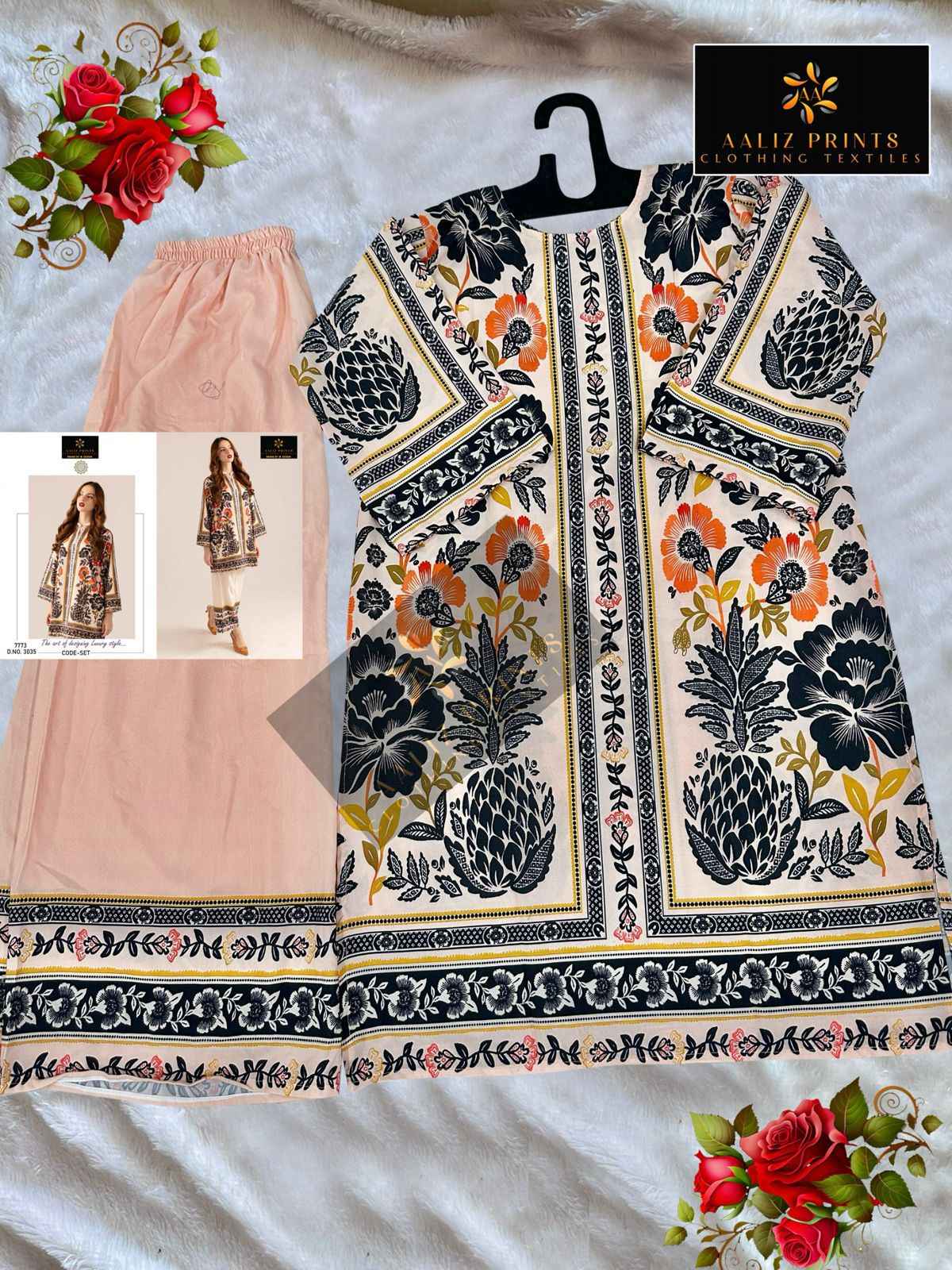 AALIZ PRINTS LAWN FABRIC TOP AND PLAZO CORD SET AT WHOLESALE PRICE