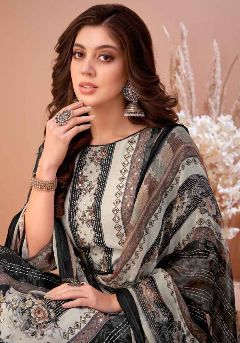 ALOK BLACK MIRROR PURE VISCOSE MASLIN PAKISTANI PRINTED DRESS MATERIAL AT WHOLESALE PRICE