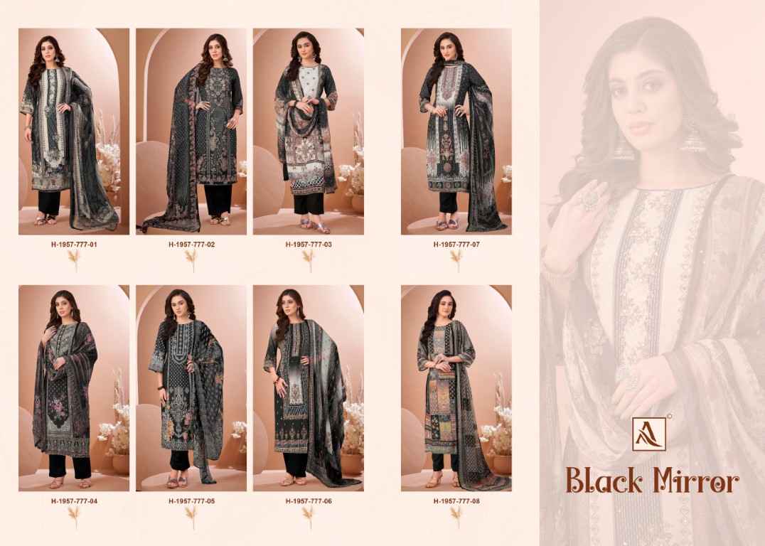 ALOK BLACK MIRROR PURE VISCOSE MASLIN PAKISTANI PRINTED DRESS MATERIAL AT WHOLESALE PRICE