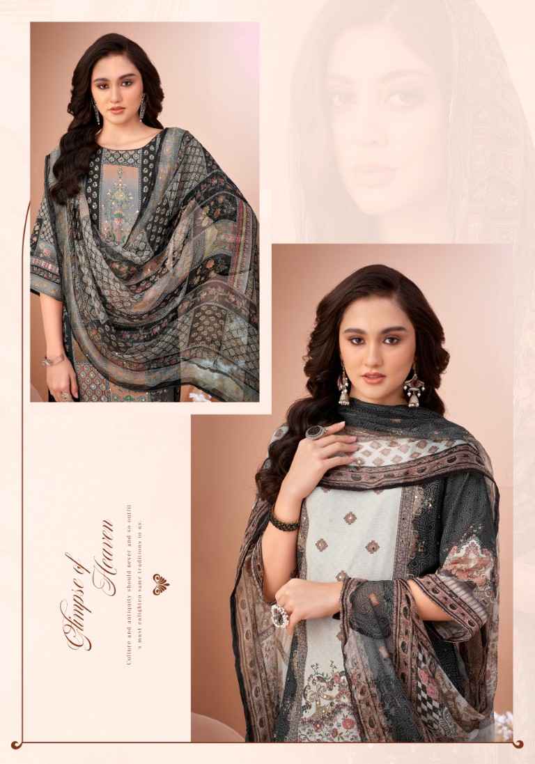 ALOK BLACK MIRROR PURE VISCOSE MASLIN PAKISTANI PRINTED DRESS MATERIAL AT WHOLESALE PRICE