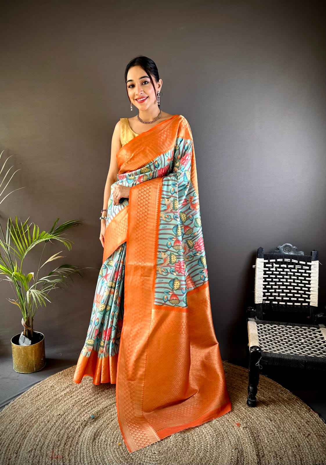 BANARASI PURE LICHI SILK FLORAL DIGITAL PRINT PAITHANI SAREE AT WHOLESALE PRICE