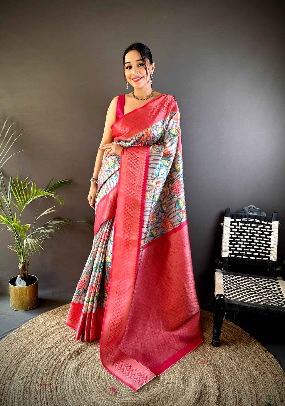 BANARASI PURE LICHI SILK FLORAL DIGITAL PRINT PAITHANI SAREE AT WHOLESALE PRICE