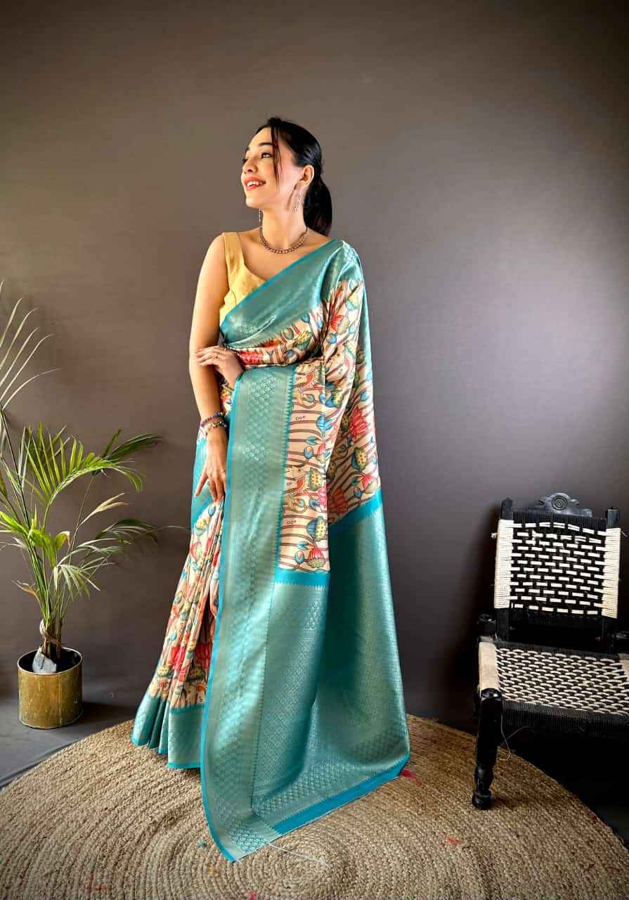 BANARASI PURE LICHI SILK FLORAL DIGITAL PRINT PAITHANI SAREE AT WHOLESALE PRICE