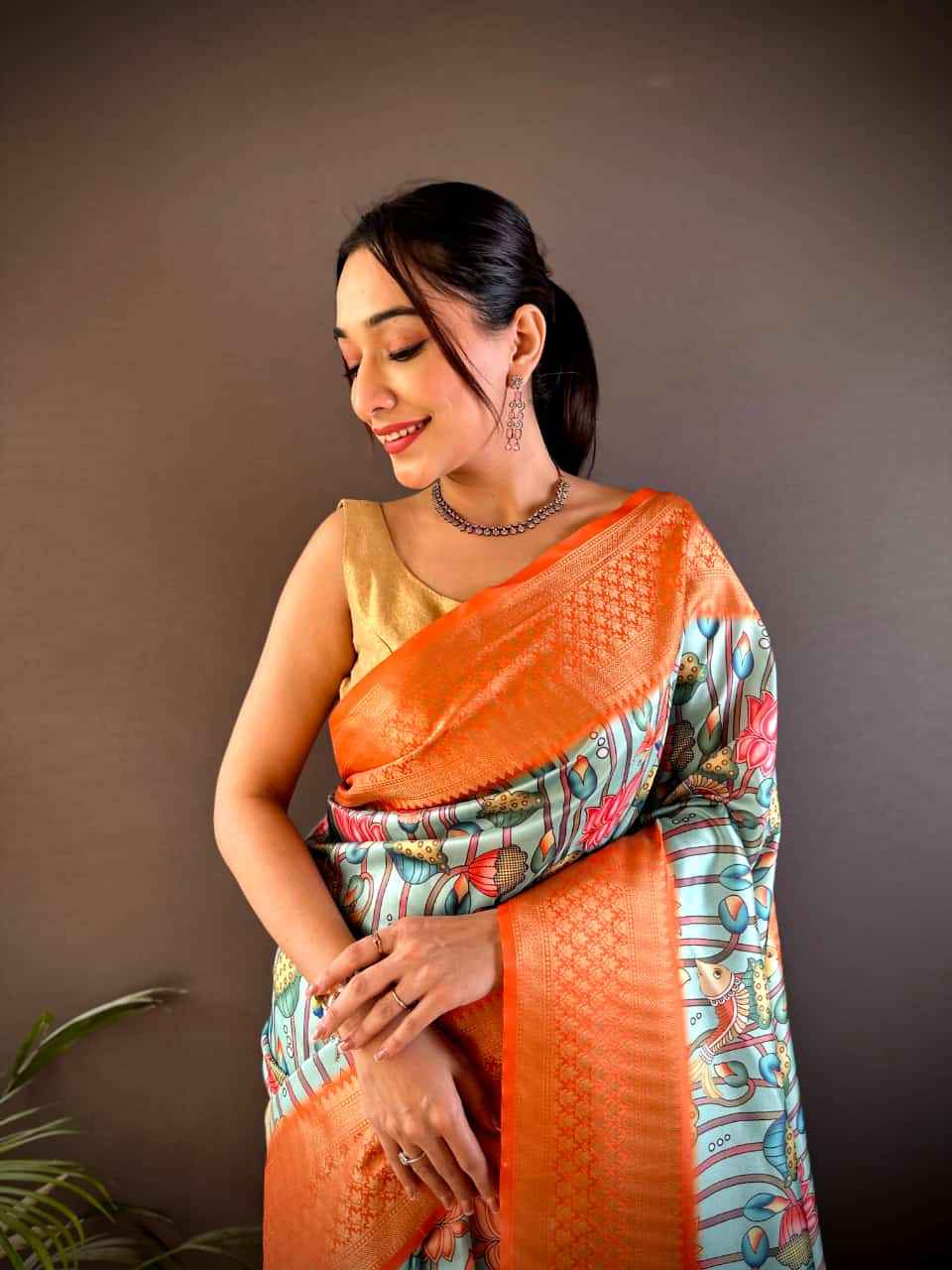 BANARASI PURE LICHI SILK FLORAL DIGITAL PRINT PAITHANI SAREE AT WHOLESALE PRICE