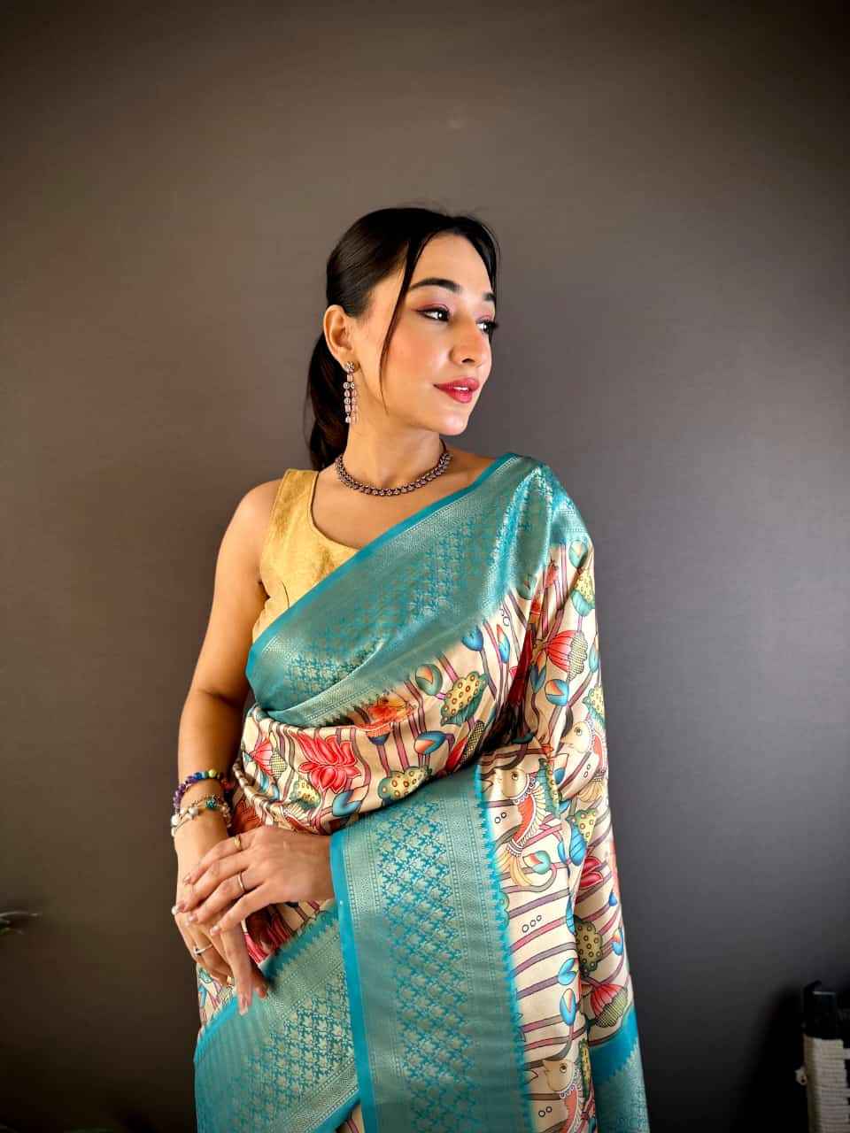 BANARASI PURE LICHI SILK FLORAL DIGITAL PRINT PAITHANI SAREE AT WHOLESALE PRICE