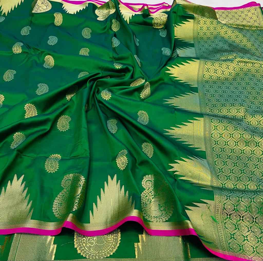 BANARASI SILK GOLD ZARI WEAVING WITH BIG BORDER SAREE AT WHOLESALE PRICE