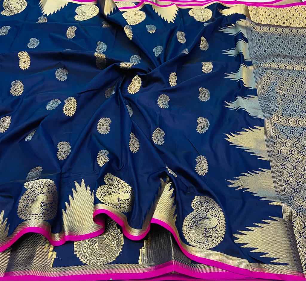 BANARASI SILK GOLD ZARI WEAVING WITH BIG BORDER SAREE AT WHOLESALE PRICE